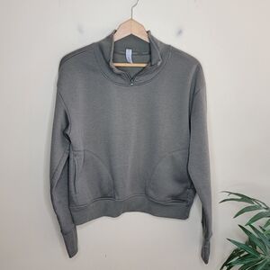 RBX | Muted Olive Green Cropped Pullover Sweatshirt Size Medium